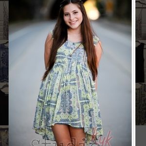 Free People Green Patterned Dress